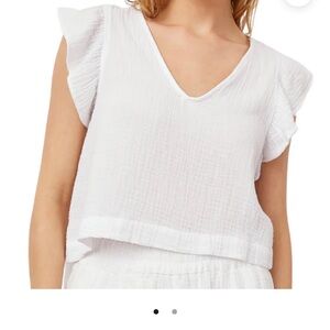 Rails "Miley" White Flutter Sleeve Blouse